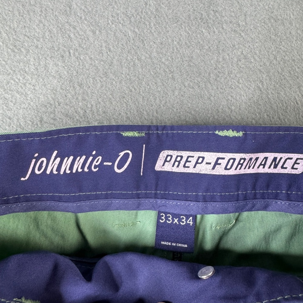 johnnie o Mens PREP-FORMANCE Kiwi Green Chino Pants 33x34 JMPA1200 Golf Stretch - Picture 5 of 10